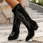 Mechi | Cowboy Boots for Women | Western Embroidered Detailing Black