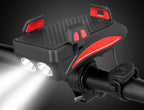 4-in-1 Bike Gadget – Bike Phone Holder with Power Bank, LED Bike Light and Horn, 4000 mAh, 4 Colors Red