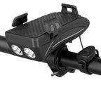 4-in-1 Bike Gadget – Bike Phone Holder with Power Bank, LED Bike Light and Horn, 4000 mAh, 4 Colors Black