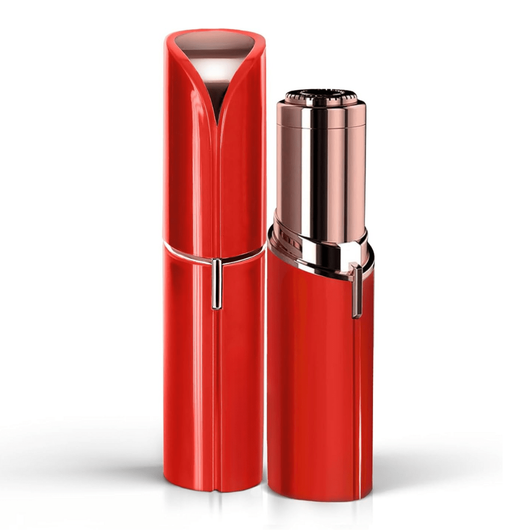 Electric Facial Hair Trimmer for Women – Compact Eyebrow Trimmer for Brows, Upper Lip & Chin – Cordless Travel Size, 6 Colors Red