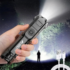 Powerful LED Flashlight with Zoom – USB Rechargeable Camping Flashlight with Multiple Light Modes, Long Range