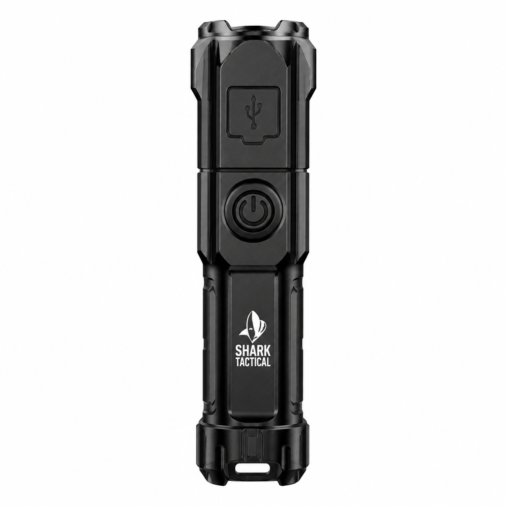 Powerful LED Flashlight with Zoom – USB Rechargeable Camping Flashlight with Multiple Light Modes, Long Range