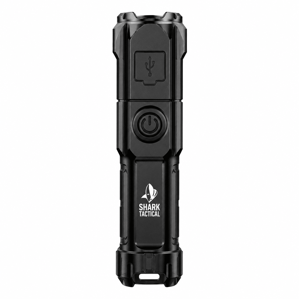 Powerful LED Flashlight with Zoom – USB Rechargeable Camping Flashlight with Multiple Light Modes, Long Range