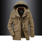 Admire | Mid-Length Hooded Parka with Zip Closure for Men | Ideal for Winter Brown