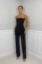 Pamelo | Glittering Women’s Trouser Set with High-Waist Jeans