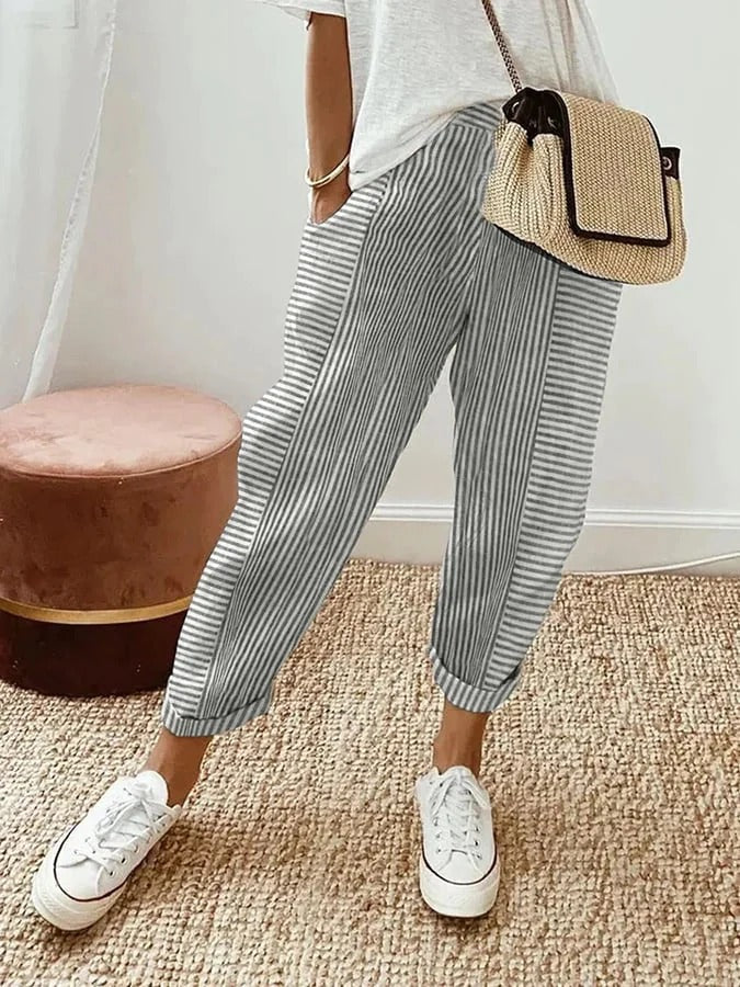 Sephira | Women’s Coastal Tapered Lounge Pants Grey White