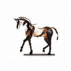 Handcrafted Iron Horse Statue - Modern Metal Animal Sculpture & Tabletop Decor
