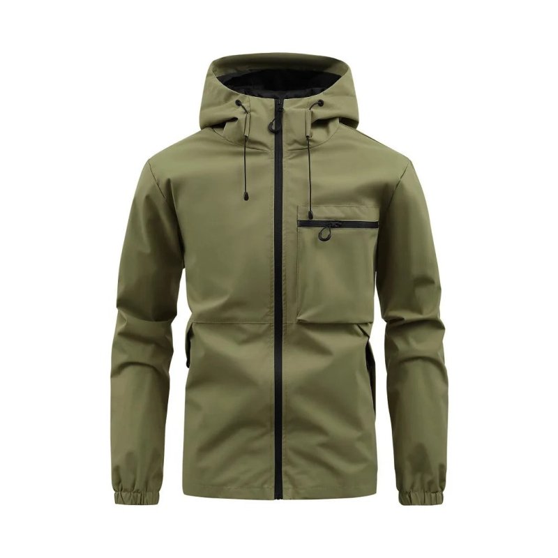 Nisyros | Men's Jacket | Zip-Up Detachable Hood Army Green