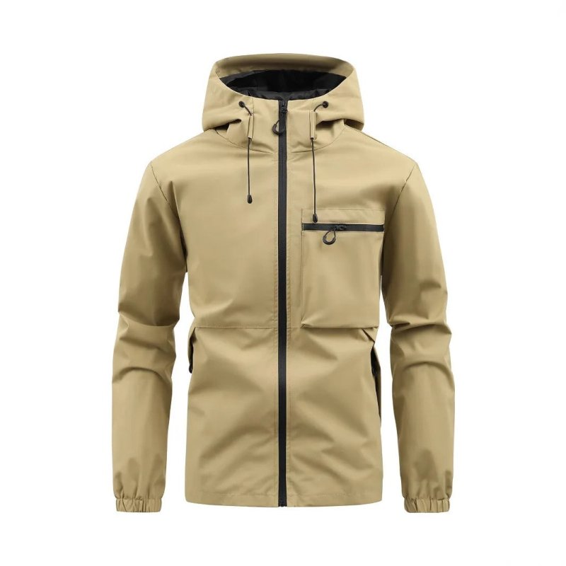 Nisyros | Men's Jacket | Zip-Up Detachable Hood Khaki