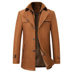Mane | Men's Winter Jacket | Button Front Mid-Length Brown