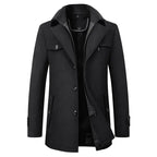 Mane | Men's Winter Jacket | Button Front Mid-Length Black