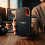 External SSD Hard Drive – Portable SSD with USB 3.2 Type-C for Fast Backups, Compact & Shock-Resistant, Black