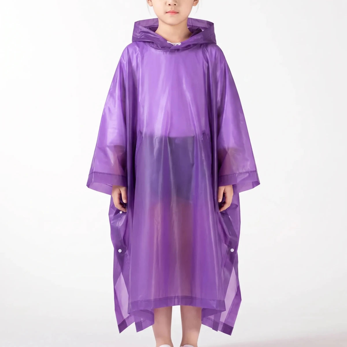 Amore | Hooded Kids Pullover Rain Poncho Violet