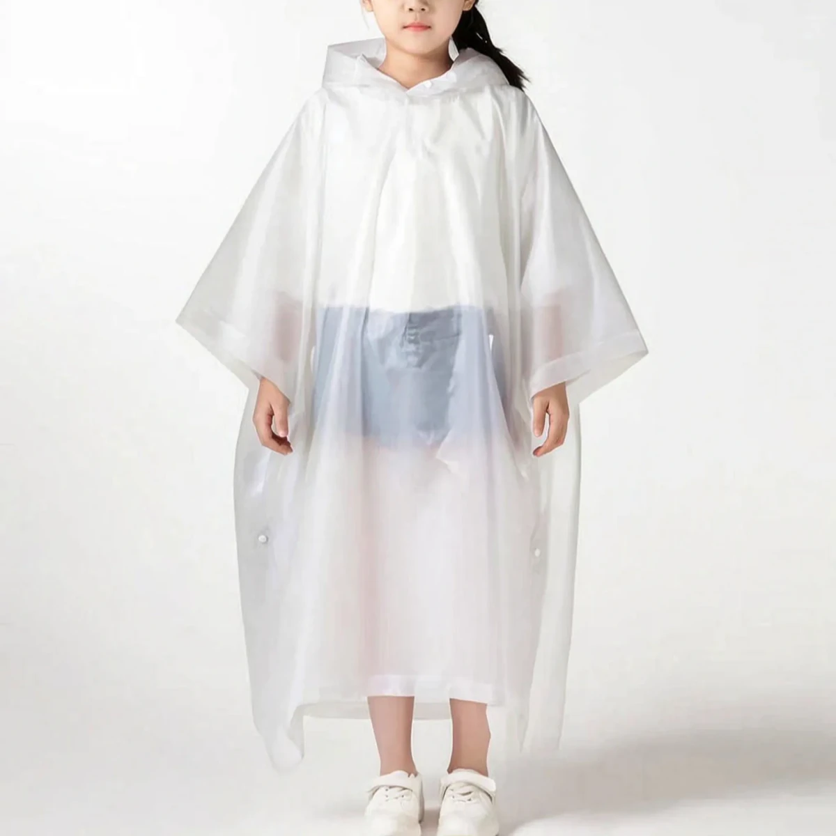 Amore | Hooded Kids Pullover Rain Poncho White