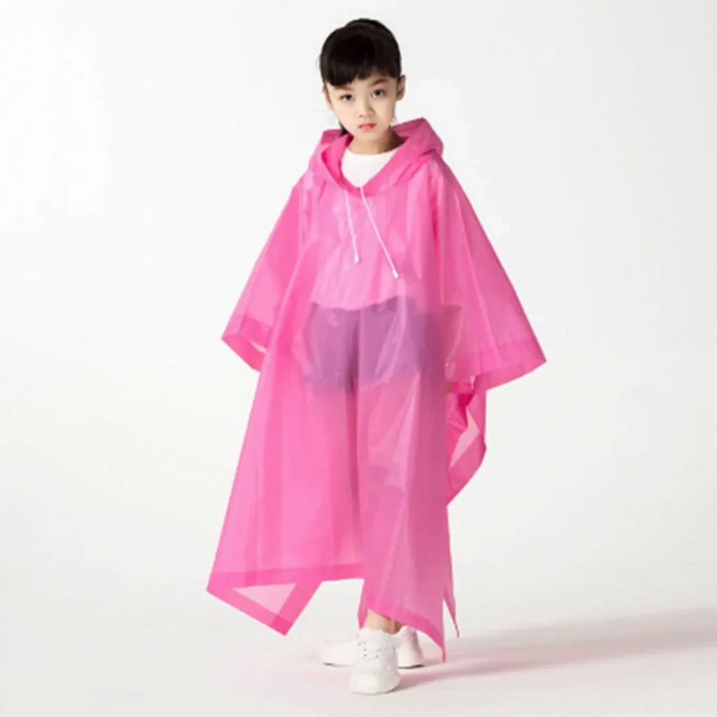 Amore | Hooded Kids Pullover Rain Poncho Pink