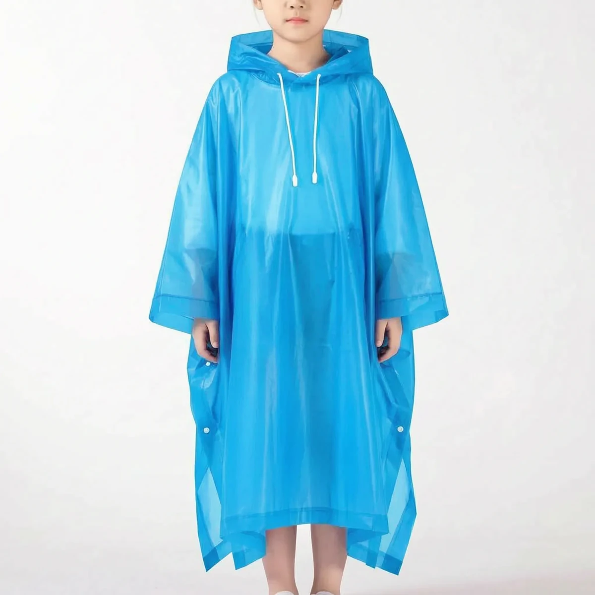 Amore | Hooded Kids Pullover Rain Poncho Blue