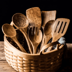 Traditional Japanese Wooden Kitchen Utensils (7-Piece) – Natural Unfinished Wooden Spoons & Spatulas for Cooking