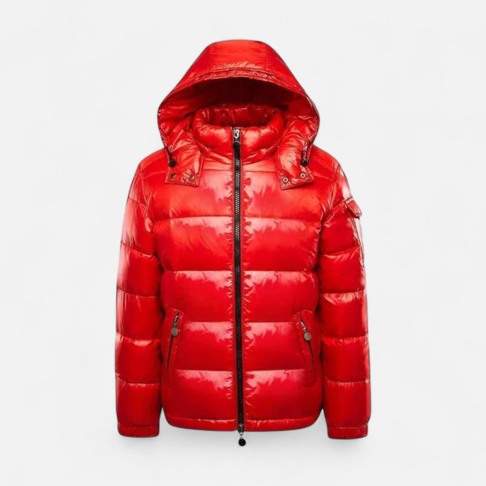 Marmari | Quilted Jacket with Hood and Zipper for Men Red