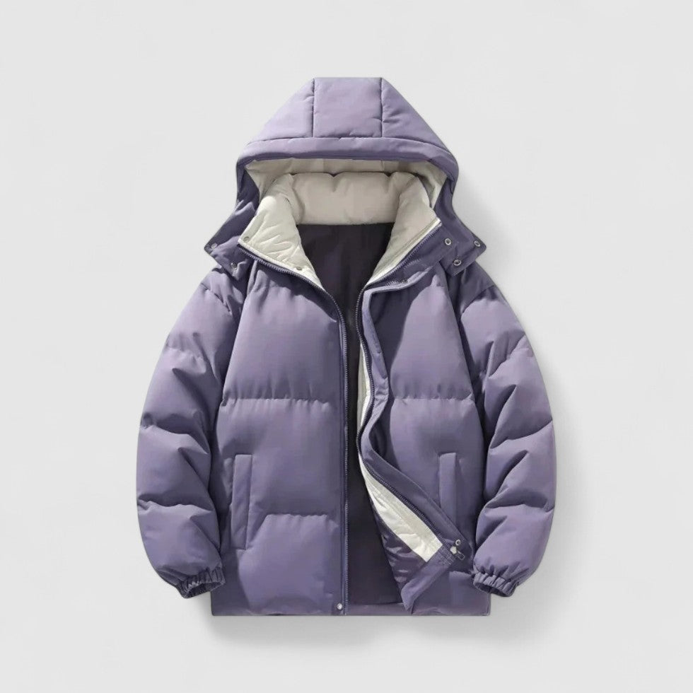 Parsha | Lined Quilted Jacket with Removable Hood Purple