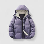 Parsha | Lined Quilted Jacket with Removable Hood Purple