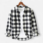 Nisyros | Checked Flannel Shirt with Long Sleeves Black