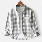 Nisyros | Checked Flannel Shirt with Long Sleeves Grey