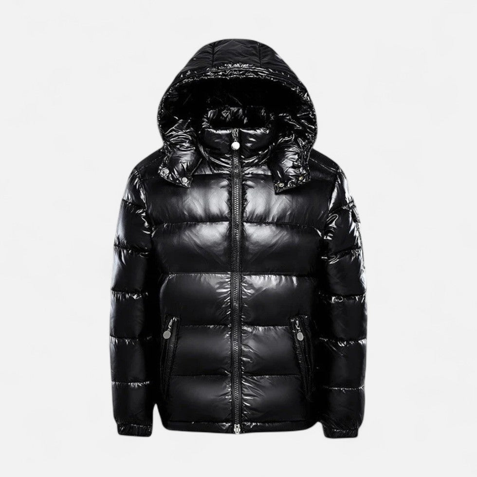Marmari | Quilted Jacket with Hood and Zipper for Men Black