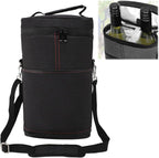 Insulated 2-Bottle Wine Cooler Tote Bag with Adjustable Strap Black