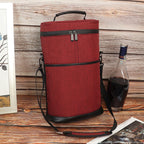 Insulated 2-Bottle Wine Cooler Tote Bag with Adjustable Strap