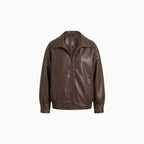Elysia | Loose Faux Leather Jacket for Women – Relaxed Oversized Fit-Women's Jacket-Brown-XS-Camoufit