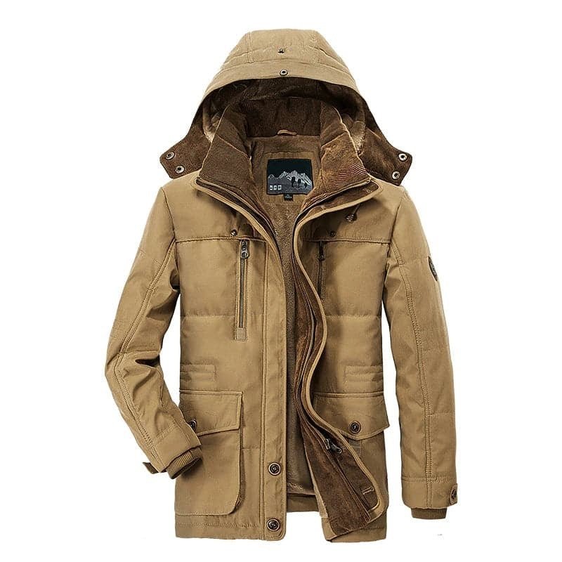 Ranches | Men's Winter Coat | Zip-Up Hoodie Design Khaki