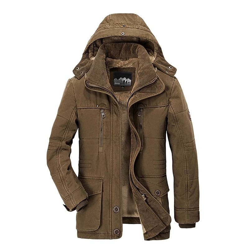 Ranches | Men's Winter Coat | Zip-Up Hoodie Design Brown
