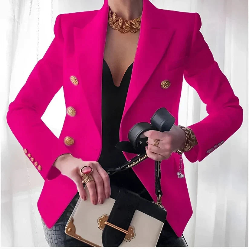 Mechi | Single-Breasted Blazer with Structured Shoulders for Women | Ideal for Formal and Professional Occasions Pink