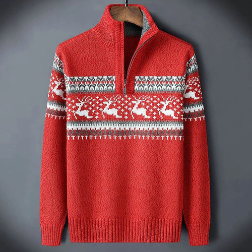 Calico | Men's Fair Isle Half-Zip Sweater Red