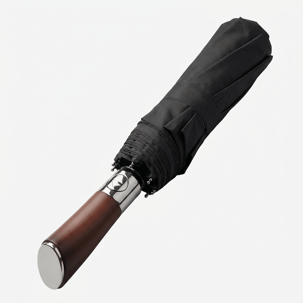 Large Automatic Umbrella with Wooden Handle – 48 in Windproof Golf-Size Umbrella with Fiberglass Frame, 4 Colors