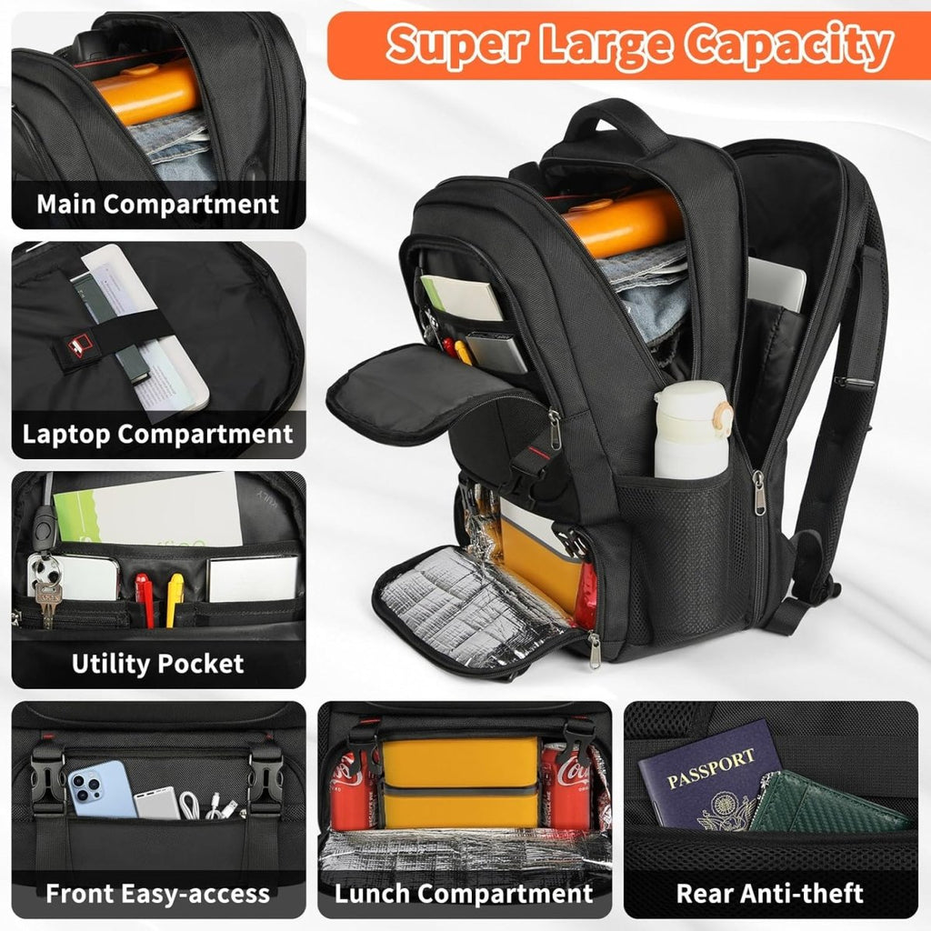 Zahara | Extra-Large Lunch and Laptop Travel Backpack with USB Charging Port