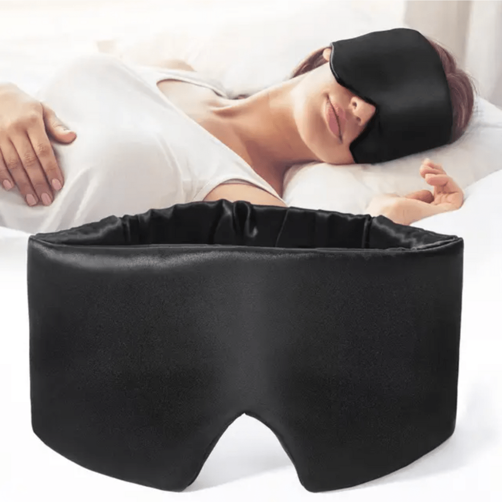 Luxe Sleep Mask in Pure Mulberry Silk - LunaPure-Black-State of Style