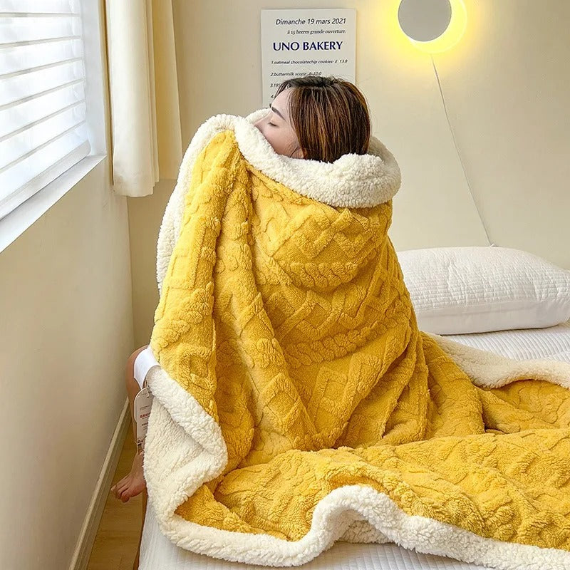 Thick Winter Lambswool Blanket – Sherpa Fleece Throw Blanket for Couch & Bed, Warm & Cozy, 4 Sizes – WarmWool
