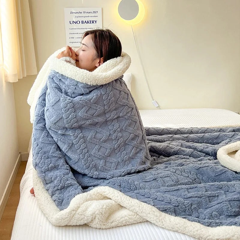 Thick Winter Lambswool Blanket – Sherpa Fleece Throw Blanket for Couch & Bed, Warm & Cozy, 4 Sizes – WarmWool