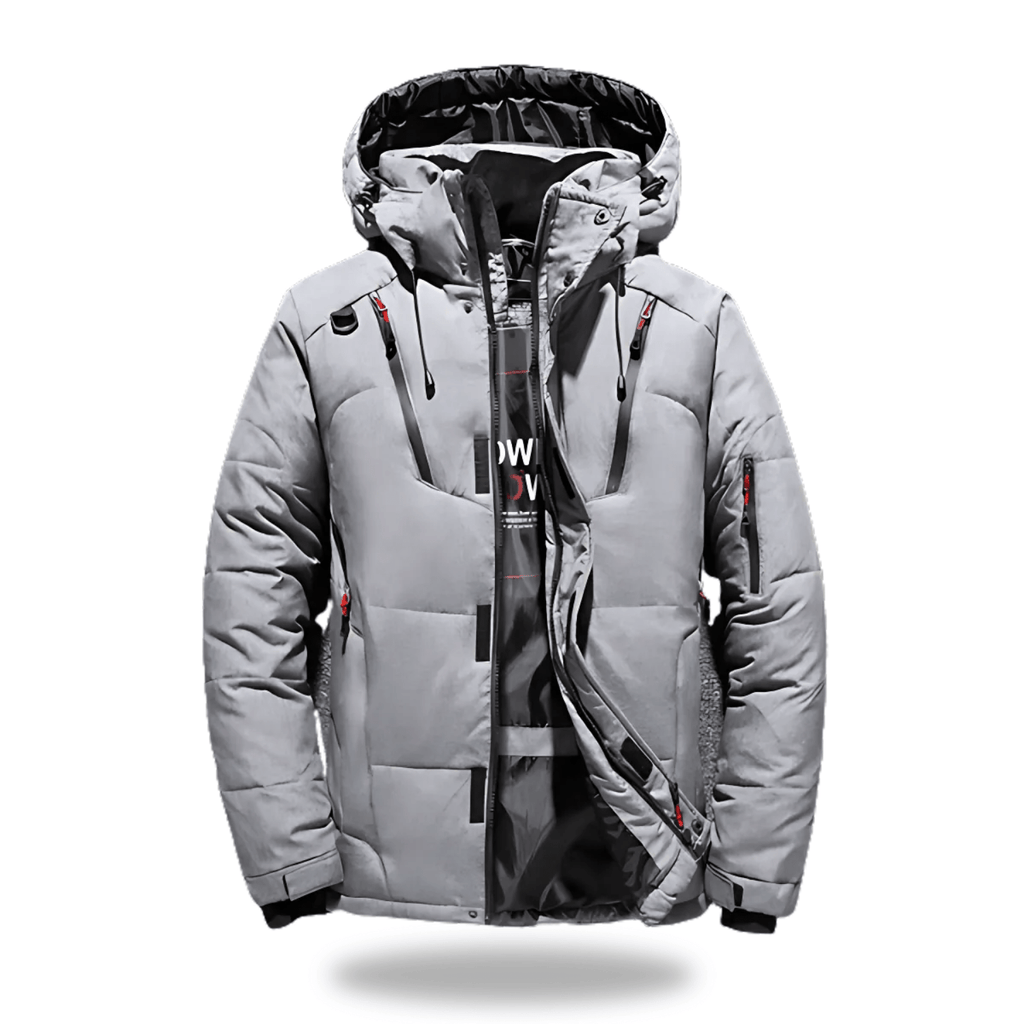 Hommes | Waterproof Winter Jacket with Hood Grey