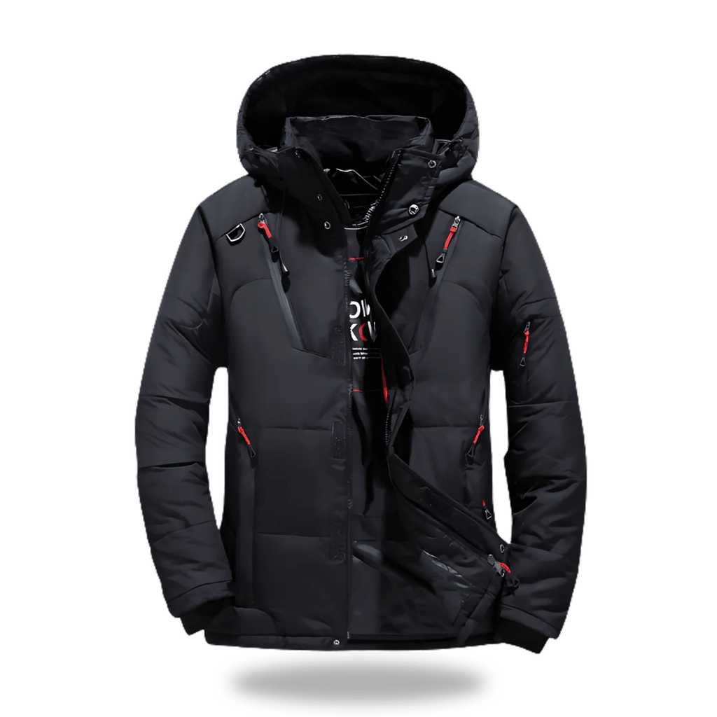Hommes | Waterproof Winter Jacket with Hood Black
