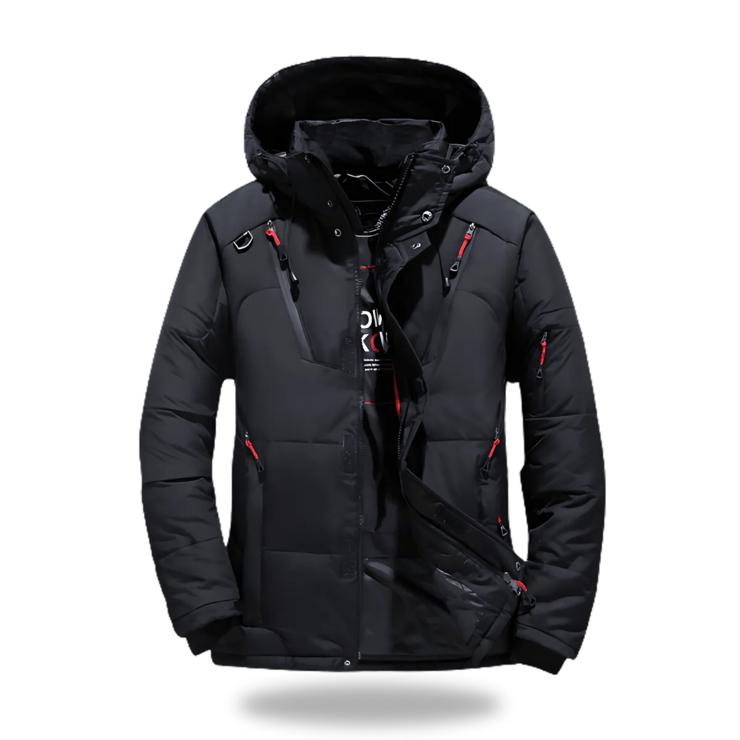 Hommes | Waterproof Winter Jacket with Hood Black