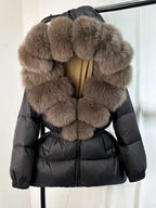 Long Winter Puffer Jacket With Fur Hood For Women Deluxe - Nalani - UK Fashion Clothing and Decor
