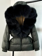 Long Winter Puffer Jacket With Fur Hood For Women Deluxe - Nalani - UK Fashion Clothing and Decor
