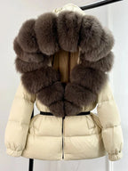 Long Winter Puffer Jacket With Fur Hood For Women Deluxe - Nalani - UK Fashion Clothing and Decor