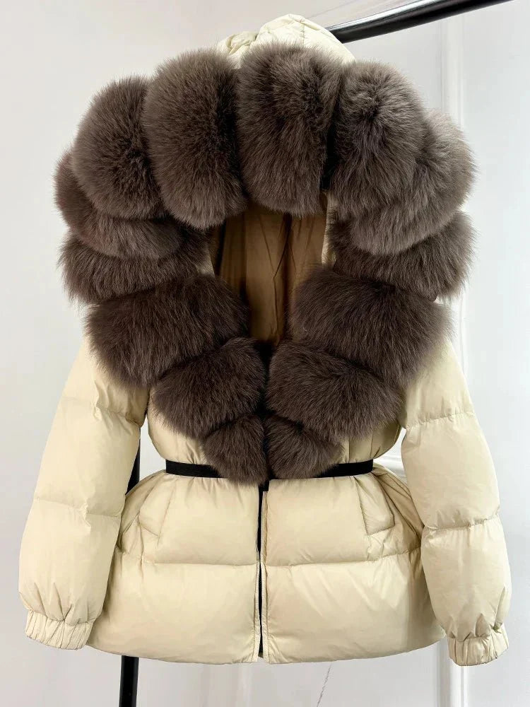 Long Winter Puffer Jacket With Fur Hood For Women Deluxe - Nalani - UK Fashion Clothing and Decor