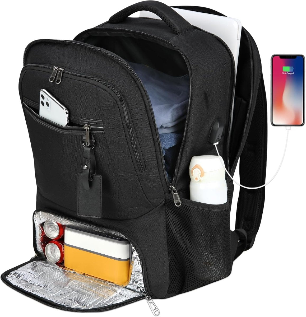 Chāme | Waterproof Laptop & Lunch Backpack with USB Port – Multi-Compartment Travel Bag