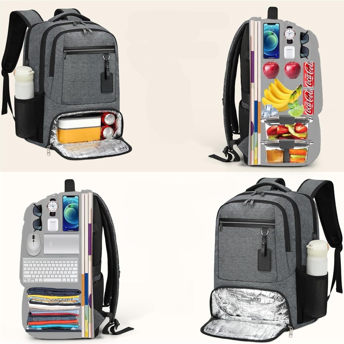 Chāme | Waterproof Laptop & Lunch Backpack with USB Port – Multi-Compartment Travel Bag