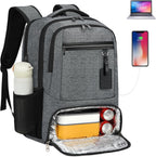 Chāme | Waterproof Laptop & Lunch Backpack with USB Port – Multi-Compartment Travel Bag Dark Grey