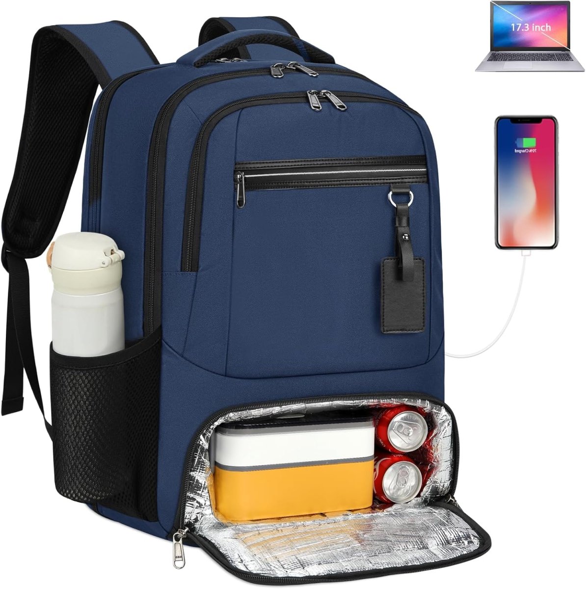 Chāme | Waterproof Laptop & Lunch Backpack with USB Port – Multi-Compartment Travel Bag